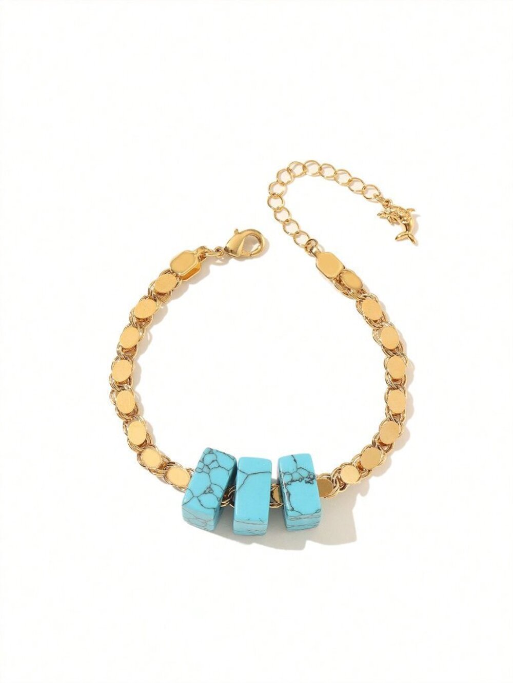 Yellow Gold Elegant Women's 3-Stone Beaded Bracelet - Picture 4 of 4